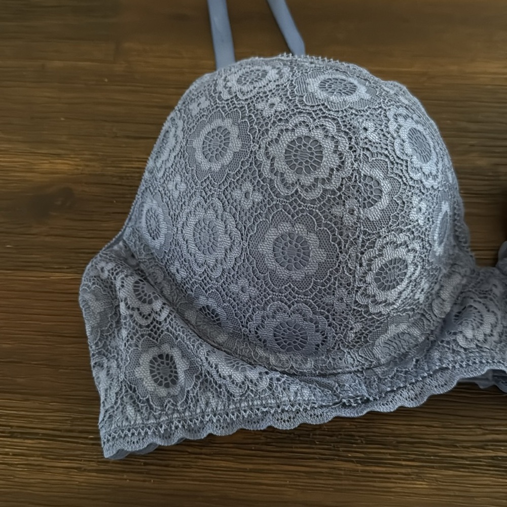 American Eagle Aerie Blue Lace Push-up Plunge Bra 36B NWT - Picture 2 of 8